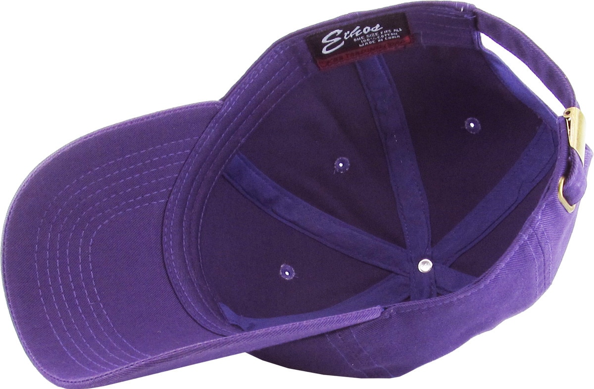 Purple Low Profile Baseball Caps Inside Turned Over View